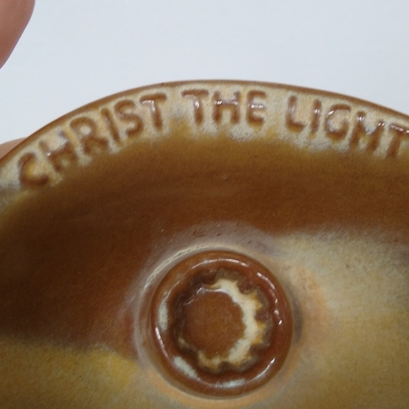 Frankoma Oral Roberts 1971 Christ the Light Vintage Pottery Candleholder - Picture 3 of 7